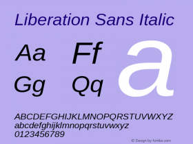 Liberation Sans Italic Version 1.00图片样张