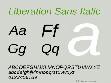 Liberation Sans Italic Version 1.07.4图片样张