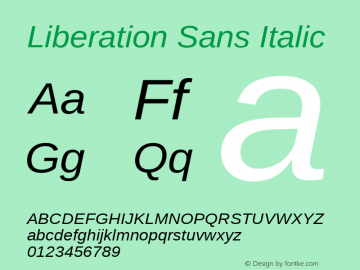 Liberation Sans Italic Version 1.07.2图片样张