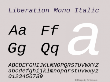 Liberation Mono Italic Version 1.02 Font Sample