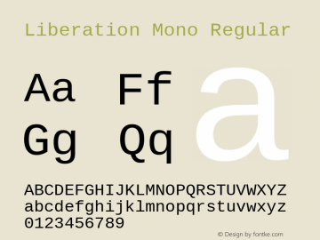 Liberation Mono Regular Version 1.02 Font Sample