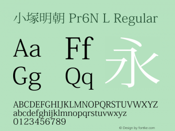 小塚明朝 Pr6N L Regular Version 6.003;PS 6.002;hotconv 1.0.51;makeotf.lib2.0.18649 Font Sample