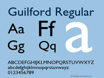 Guilford Regular Version 2.00; 2008; Font Sample