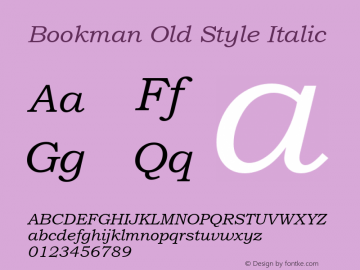 Bookman Old Style Italic Version 2.36图片样张