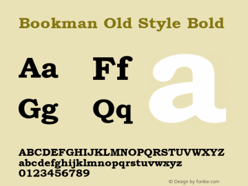 Bookman Old Style Bold Version 1.01 Font Sample