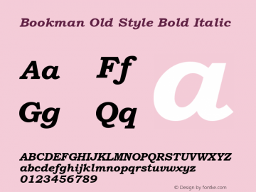 Bookman Old Style Bold Italic Version 2.20图片样张