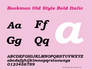 Bookman Old Style Bold Italic 001.004图片样张