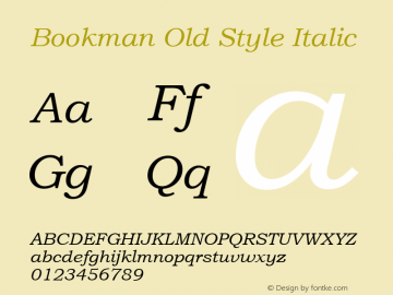 Bookman Old Style Italic 001.004图片样张