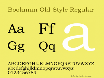 Bookman Old Style Regular 001.005 Font Sample