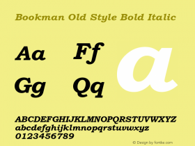 Bookman Old Style Bold Italic Version 2.35 Font Sample