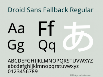 Droid Sans Fallback Regular Version 2.53 Font Sample