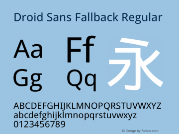 Droid Sans Fallback Regular Version 2.31 Font Sample