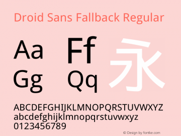 Droid Sans Fallback Regular Version 2.52a Font Sample