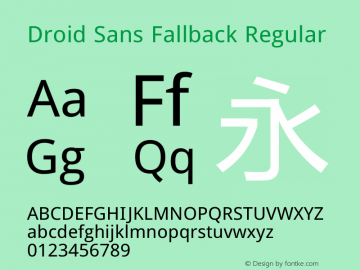 Droid Sans Fallback Regular Version 2.51(DroidSansFallback); FZLTH; 1.00(Kor530_95%); Build 20131031 Font Sample