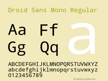 Droid Sans Mono Regular Version 1.00 build 107 Font Sample