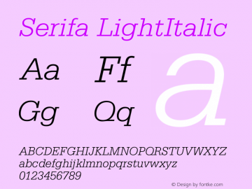 Serifa LightItalic Version 003.001图片样张