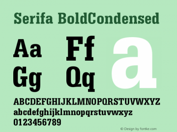 Serifa BoldCondensed Version 003.001 Font Sample