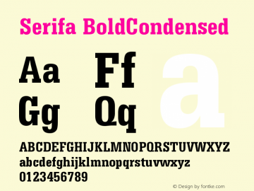 Serifa BoldCondensed Version 003.001 Font Sample