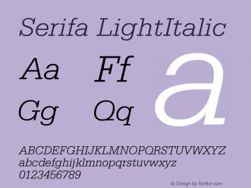 Serifa LightItalic Version 003.001图片样张