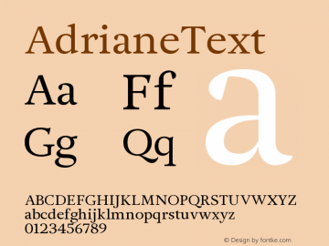 AdrianeText ☞ Version 1.002 TypeTrust Release;com.myfonts.typefolio.adriane-text.regular.wfkit2.3dbd图片样张