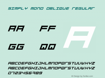 Simply Mono Oblique Regular Version 001.000 Font Sample