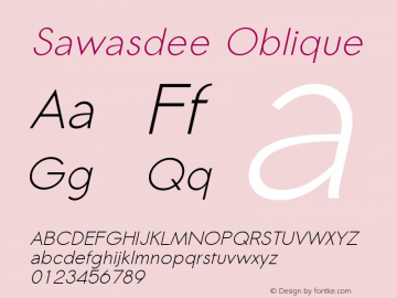 Sawasdee Oblique Version 001.003: 2008-05-16 Font Sample