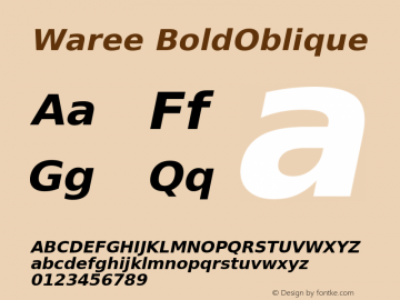 Waree BoldOblique Version 0.12.0: 2014-03-17图片样张