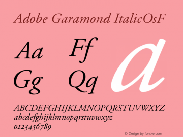 Adobe Garamond ItalicOsF Version 001.001 Font Sample
