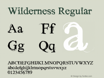 Wilderness Regular Version 1.001 2004 Font Sample