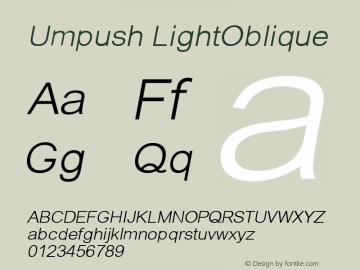 Umpush LightOblique Version 0.9.10: 2008-05-16 Font Sample