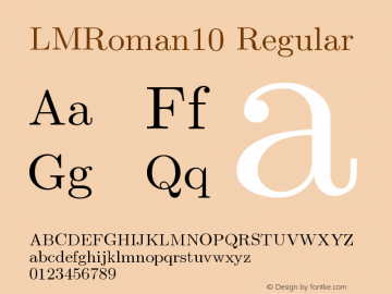 LMRoman10 Regular Version 0.92 Font Sample