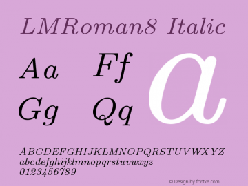 LMRoman8 Italic Version 0.92图片样张