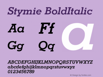 Stymie BoldItalic Version 003.001 Font Sample