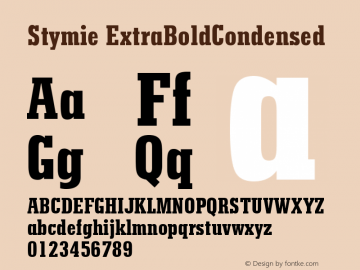 Stymie ExtraBoldCondensed Version 003.001 Font Sample