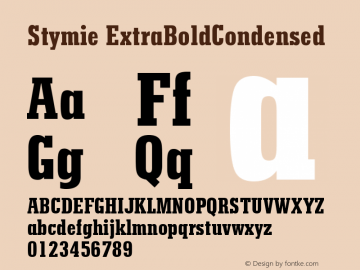 Stymie ExtraBoldCondensed Version 003.001图片样张