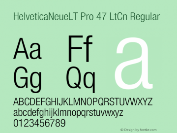 HelveticaNeueLT Pro 47 LtCn Regular Version 1.000;PS 001.000;Core 1.0.38图片样张