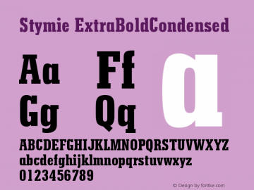 Stymie ExtraBoldCondensed Version 003.001 Font Sample