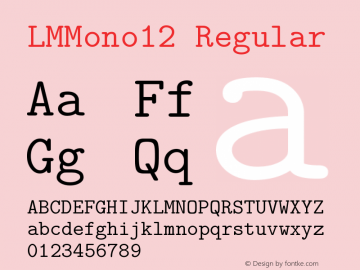 LMMono12 Regular Version 2.004 Font Sample