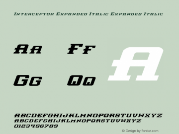 Interceptor Expanded Italic Expanded Italic 1 Font Sample
