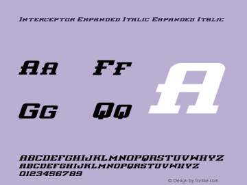 Interceptor Expanded Italic Expanded Italic Version 2.0; 2016图片样张