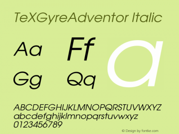 TeXGyreAdventor Italic Version 1.104;PS 1.104;hotconv 1.0.49;makeotf.lib2.0.14853 Font Sample