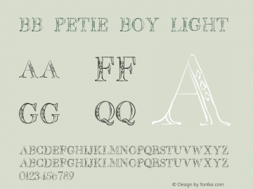 BB Petie Boy Light Version 1.0 Font Sample