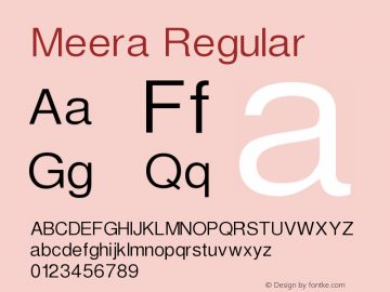 Meera Regular Meera:06;Revision:0.0 Font Sample