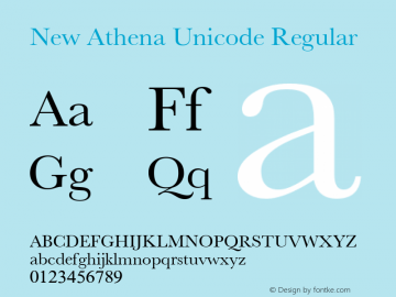 New Athena Unicode Regular Version 5.002 Font Sample