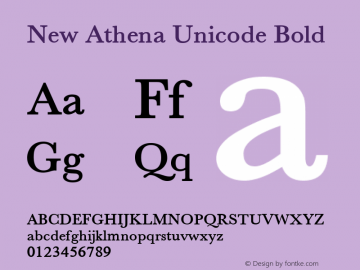 New Athena Unicode Bold Version 5.002 Font Sample