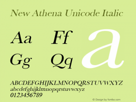 New Athena Unicode Italic Version 5.002 Font Sample