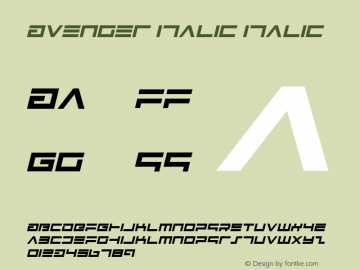 Avenger Italic Italic 001.000 Font Sample