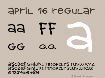 April 16 Regular Version 1.000 Font Sample