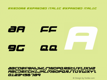 Exedore Expanded Italic Expanded Italic 001.000 Font Sample