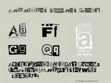 Anonymous Clippings Regular Version 1.0 Font Sample
